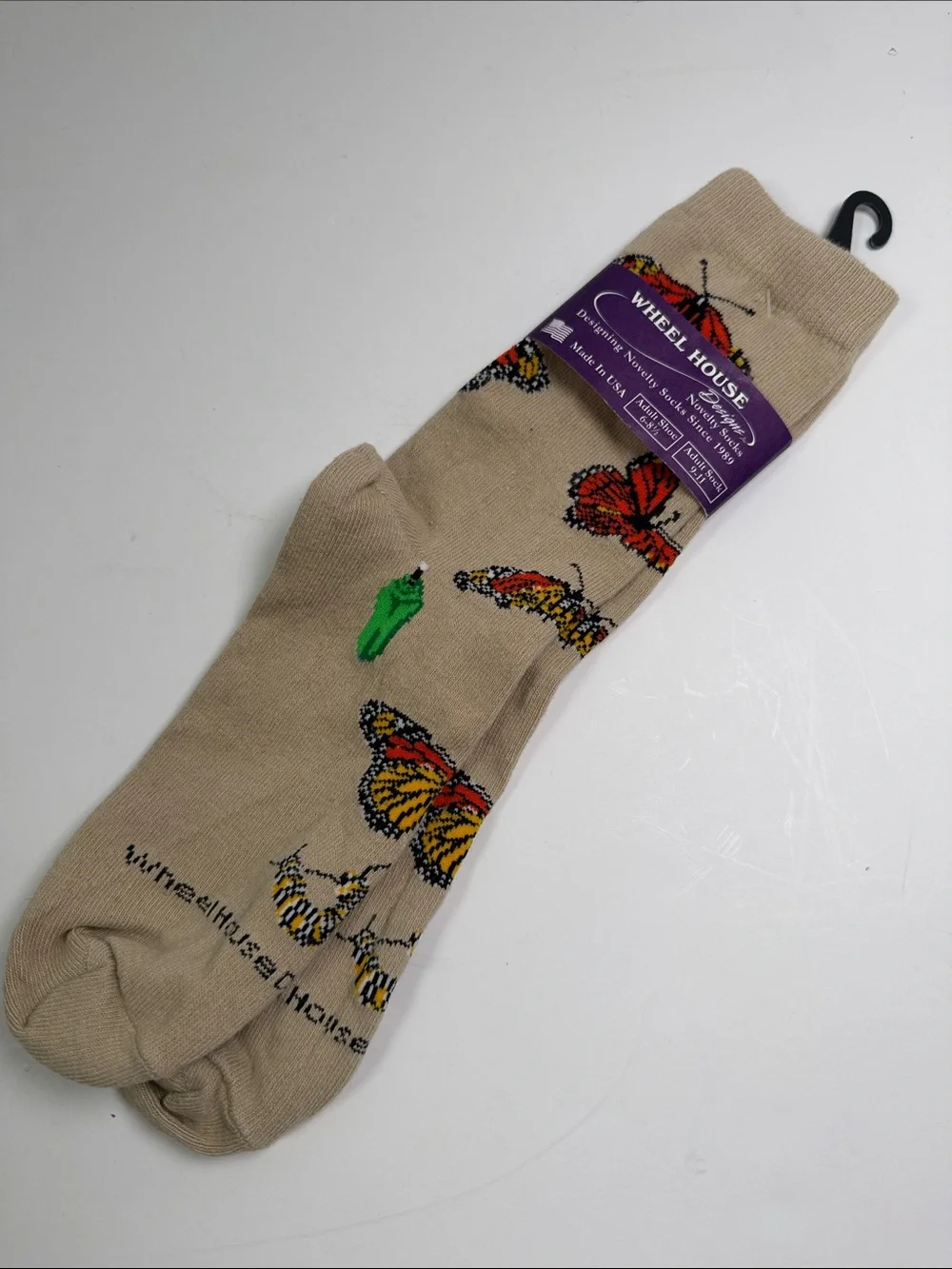 NWT Monarch Butterfly Crew Socks Women’s 9-11 Made in USA Caterpillar Chrysalis